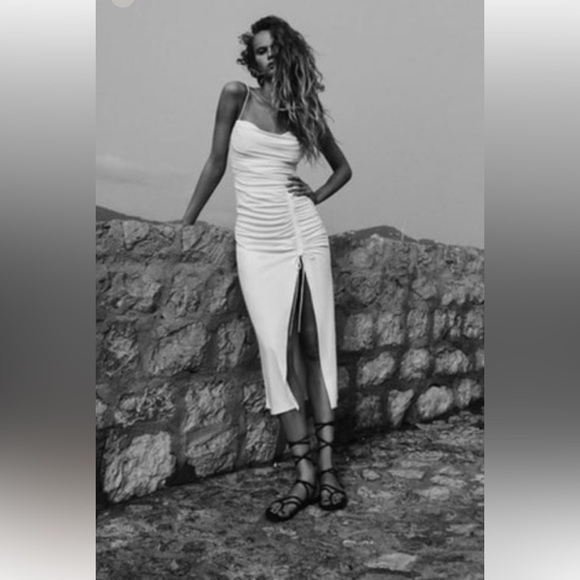 Zara Dresses & Skirts - Zara draped midi dress size small white new with tags